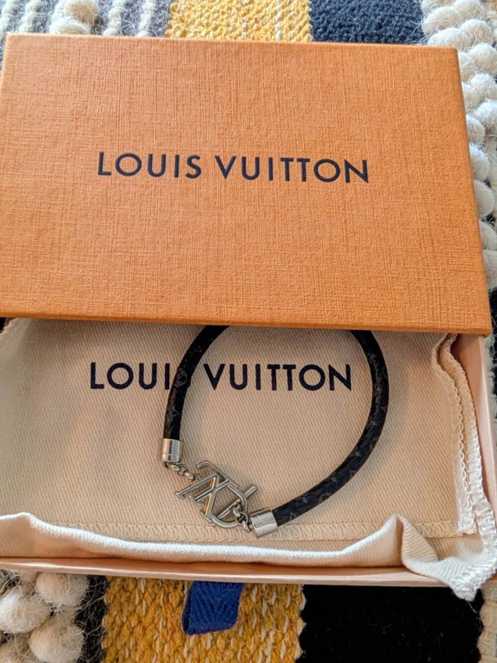 Louis Vuitton Braided Leather Bracelet - Black